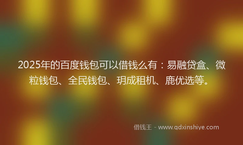 2025年的百度钱包可以借钱么有：易融贷盒、微粒钱包、全民钱包、玥成租机、鹿优选等。