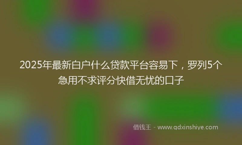 2025年最新白户什么贷款平台容易下，罗列5个急用不求评分快借无忧的口子