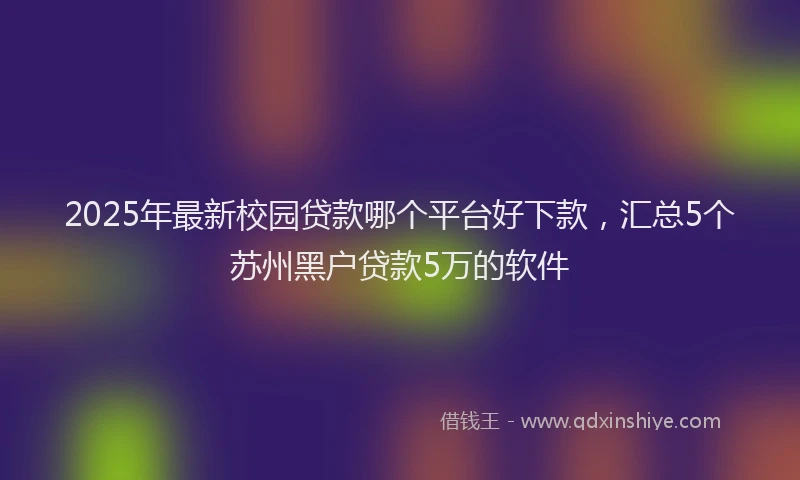 2025年最新校园贷款哪个平台好下款，汇总5个苏州黑户贷款5万的软件