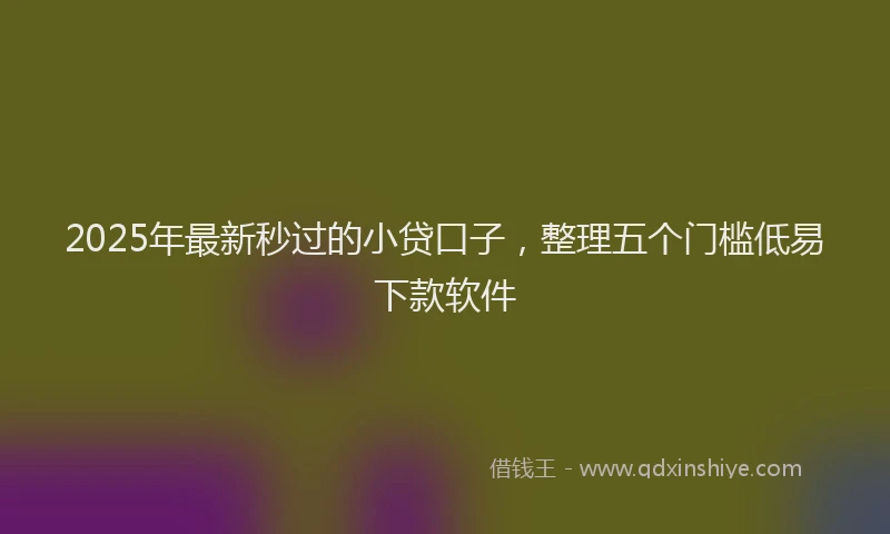 2025年最新秒过的小贷口子,整理五个门槛低易下款软件