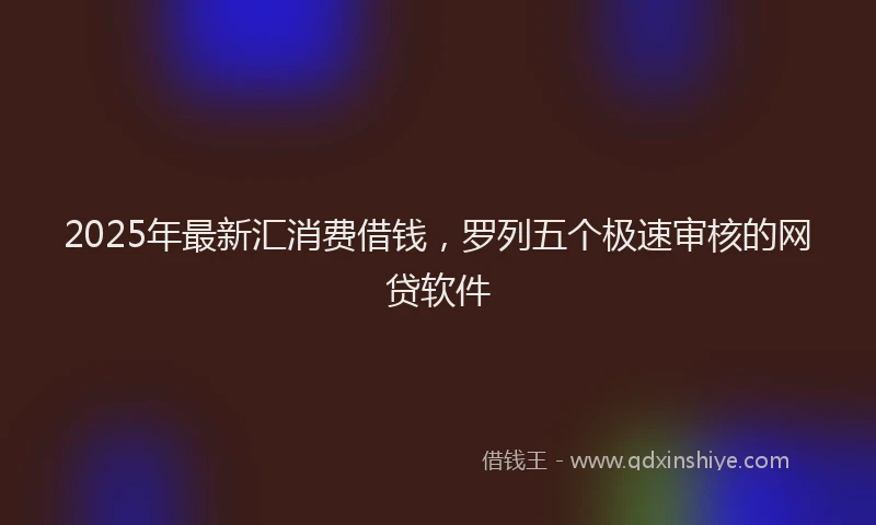2025年最新汇消费借钱，罗列五个极速审核的网贷软件