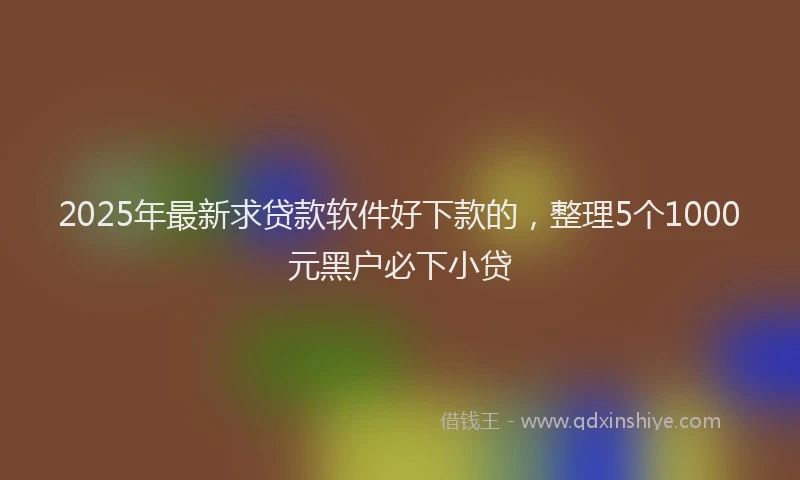 2025年最新求贷款软件好下款的，整理5个1000元黑户必下小贷