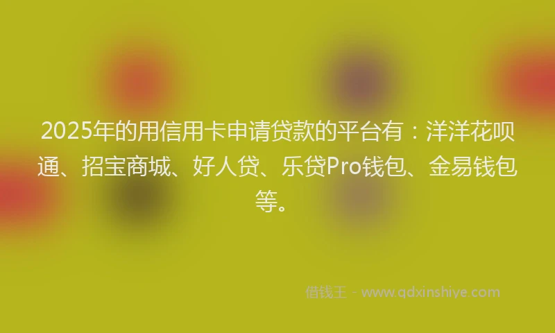 2025年的用信用卡申请贷款的平台有：洋洋花呗通、招宝商城、好人贷、乐贷Pro钱包、金易钱包等。