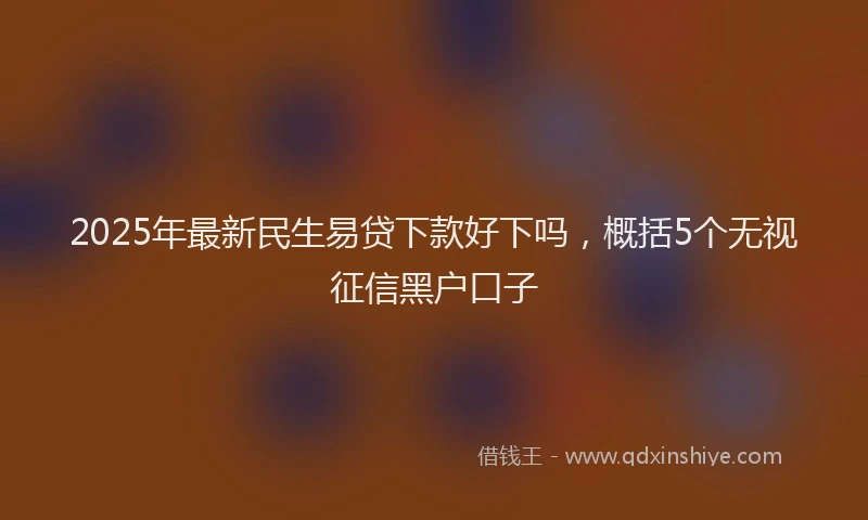 2025年最新民生易贷下款好下吗，概括5个无视征信黑户口子