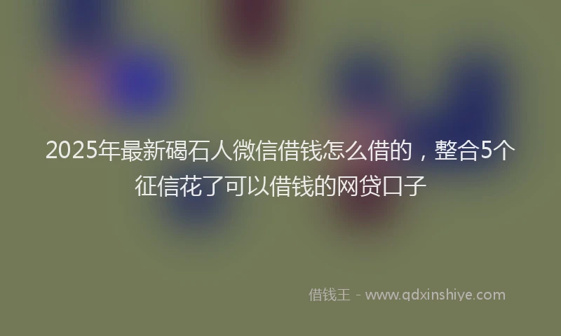 2025年最新碣石人微信借钱怎么借的，整合5个征信花了可以借钱的网贷口子