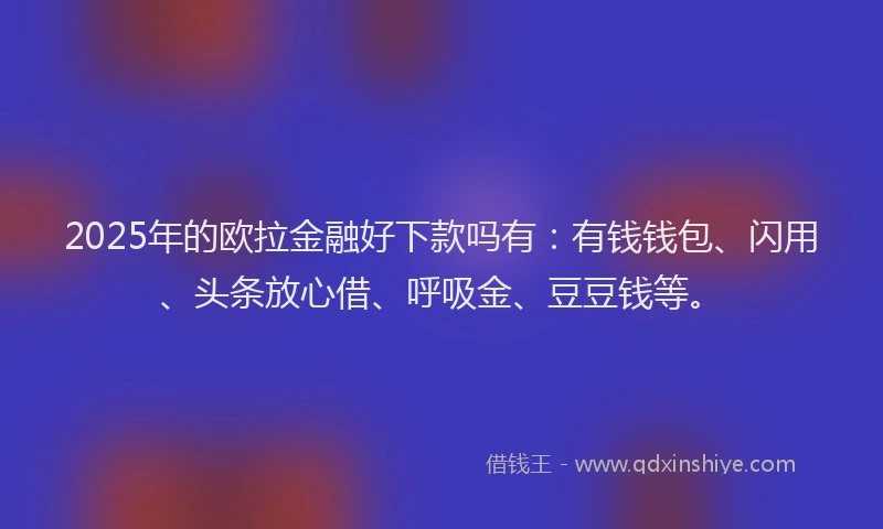 2025年的欧拉金融好下款吗有：有钱钱包、闪用、头条放心借、呼吸金、豆豆钱等。
