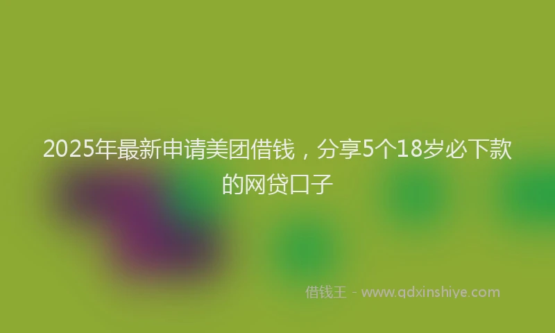 2025年最新申请美团借钱，分享5个18岁必下款的网贷口子