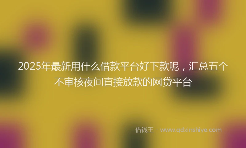 2025年最新用什么借款平台好下款呢，汇总五个不审核夜间直接放款的网贷平台