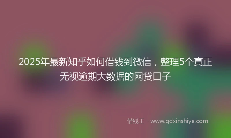 2025年最新知乎如何借钱到微信，整理5个真正无视逾期大数据的网贷口子