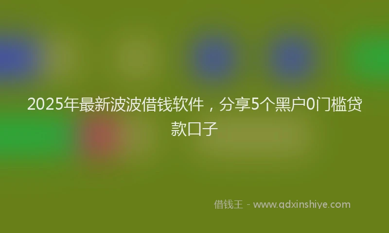 2025年最新波波借钱软件，分享5个黑户0门槛贷款口子