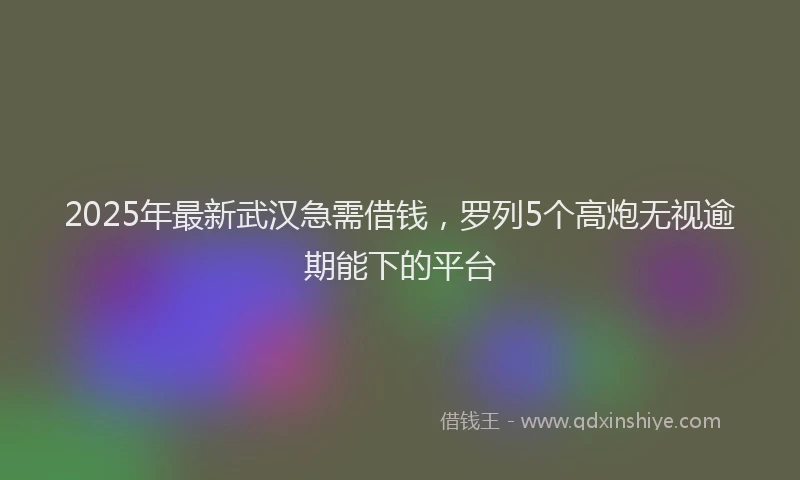 2025年最新武汉急需借钱，罗列5个高炮无视逾期能下的平台