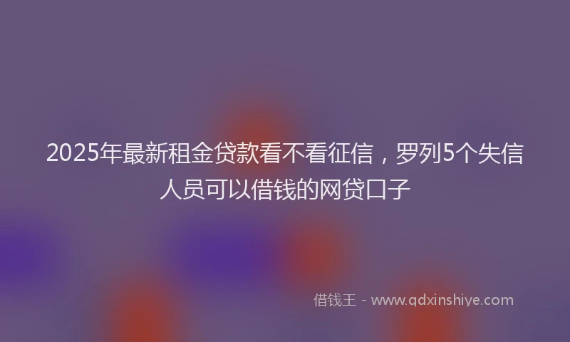 2025年最新租金贷款看不看征信，罗列5个失信人员可以借钱的网贷口子