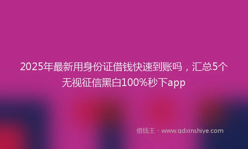 2025年最新用身份证借钱快速到账吗，汇总5个无视征信黑白100%秒下app