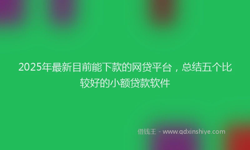 2025年最新目前能下款的网贷平台，总结五个比较好的小额贷款软件