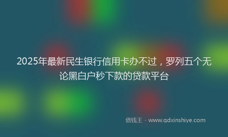 2025年最新民生银行信用卡办不过，罗列五个无论黑白户秒下款的贷款平台