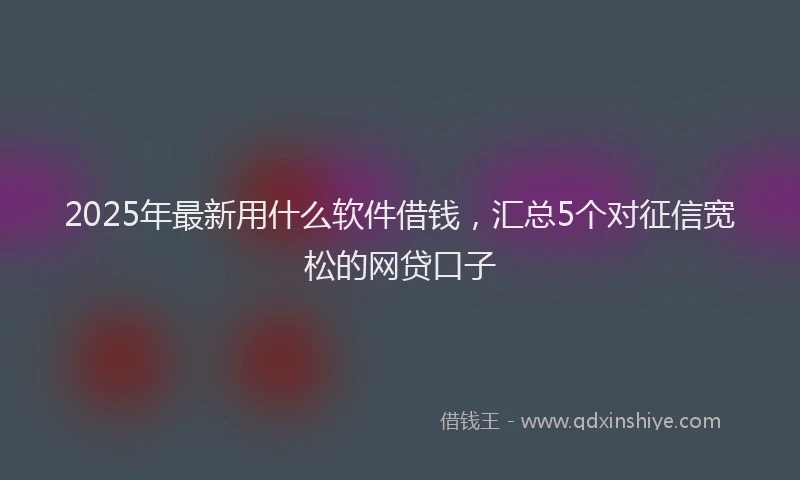 2025年最新用什么软件借钱，汇总5个对征信宽松的网贷口子
