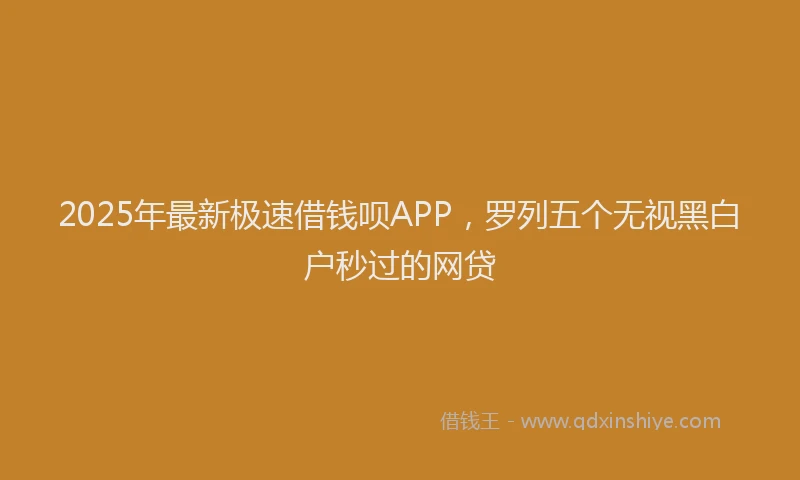 2025年最新极速借钱呗APP，罗列五个无视黑白户秒过的网贷