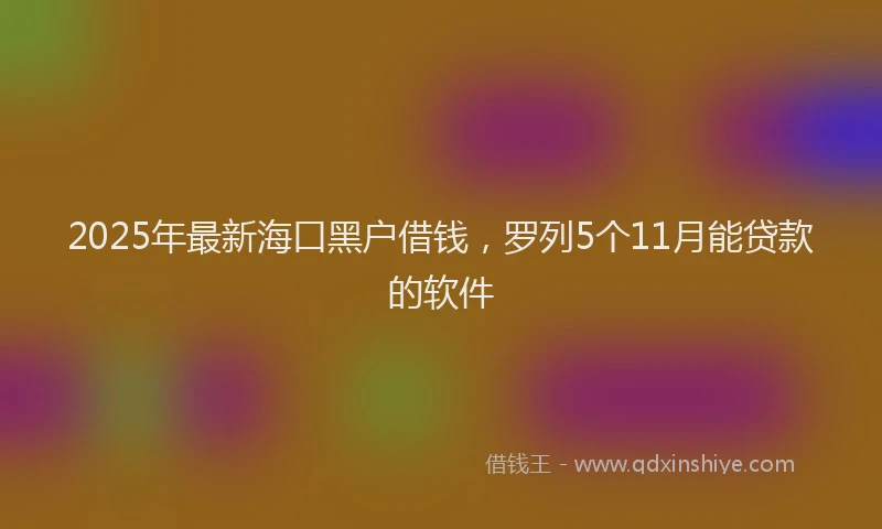2025年最新海口黑户借钱,罗列5个11月能贷款的软件