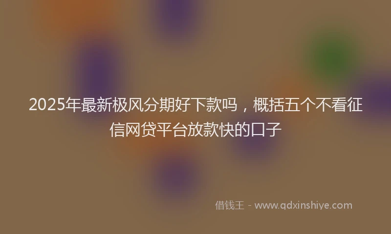 2025年最新极风分期好下款吗，概括五个不看征信网贷平台放款快的口子