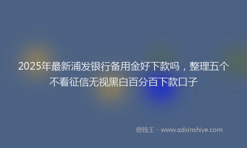 2025年最新浦发银行备用金好下款吗，整理五个不看征信无视黑白百分百下款口子