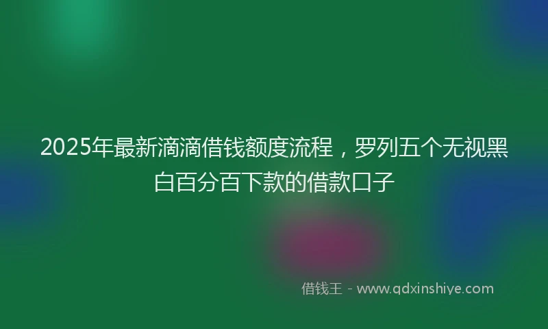 2025年最新滴滴借钱额度流程，罗列五个无视黑白百分百下款的借款口子
