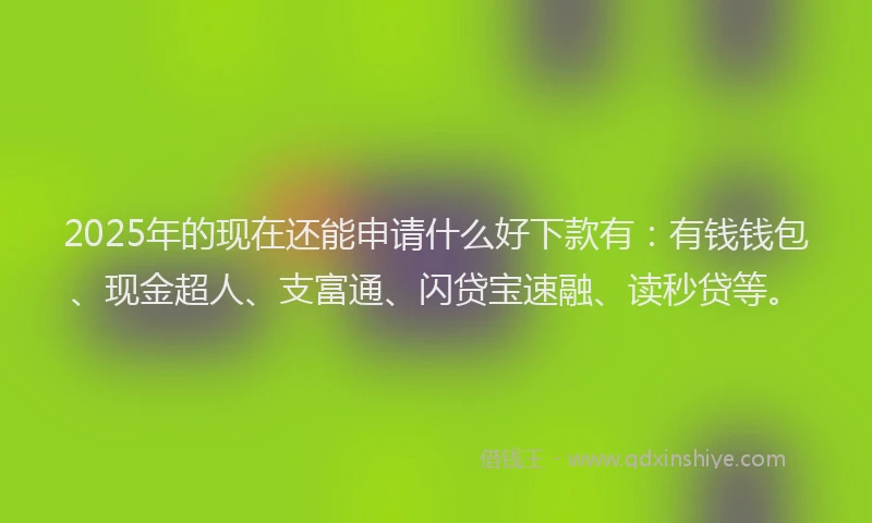 2025年的现在还能申请什么好下款有：有钱钱包、现金超人、支富通、闪贷宝速融、读秒贷等。