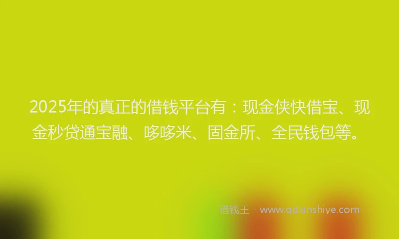 2025年的真正的借钱平台有：现金侠快借宝、现金秒贷通宝融、哆哆米、固金所、全民钱包等。