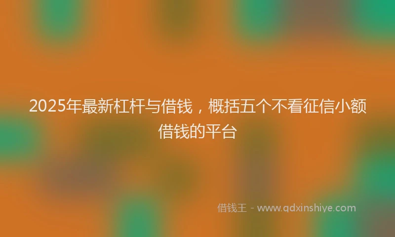 2025年最新杠杆与借钱，概括五个不看征信小额借钱的平台