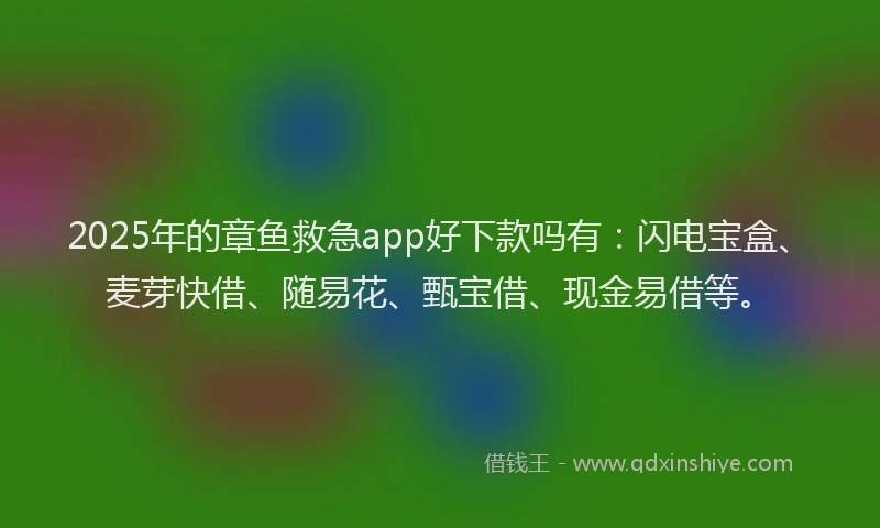 2025年的章鱼救急app好下款吗有：闪电宝盒、麦芽快借、随易花、甄宝借、现金易借等。