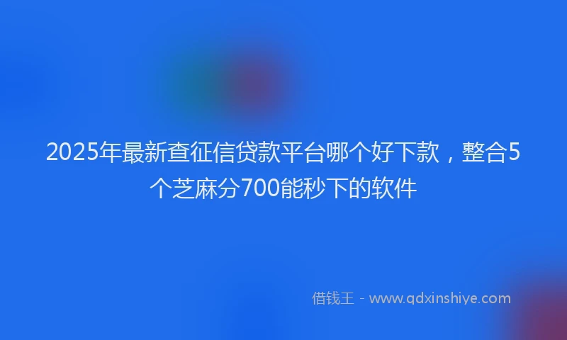 2025年最新查征信贷款平台哪个好下款，整合5个芝麻分700能秒下的软件