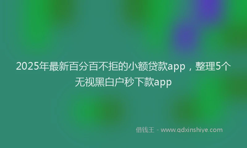 2025年最新百分百不拒的小额贷款app，整理5个无视黑白户秒下款app