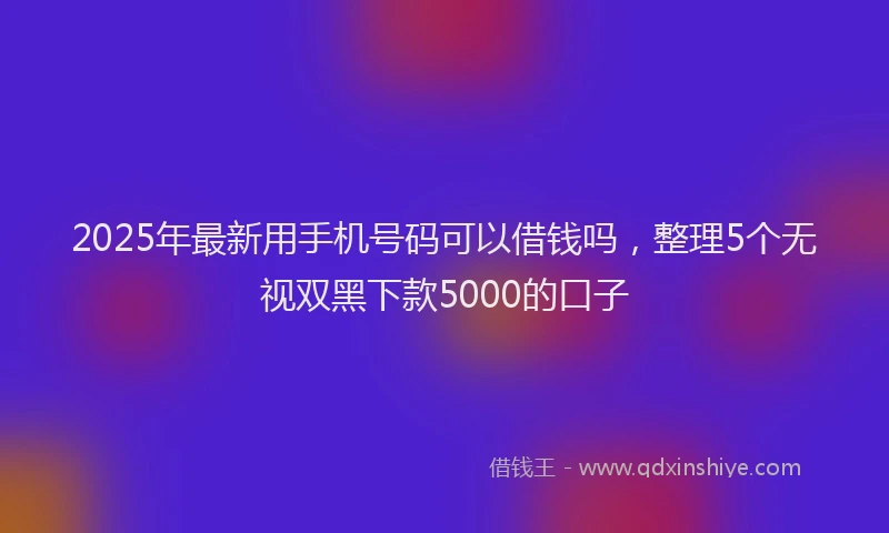 2025年最新用手机号码可以借钱吗,整理5个无视双黑下款5000的口子