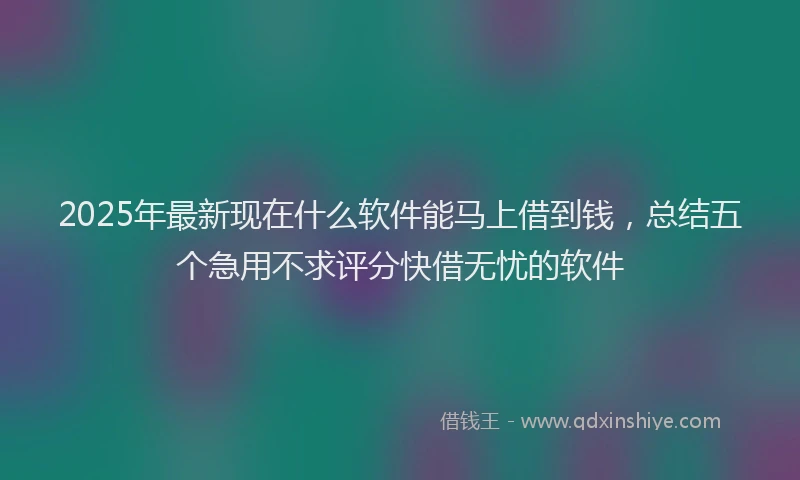 2025年最新现在什么软件能马上借到钱，总结五个急用不求评分快借无忧的软件