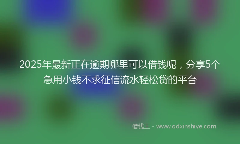 2025年最新正在逾期哪里可以借钱呢，分享5个急用小钱不求征信流水轻松贷的平台