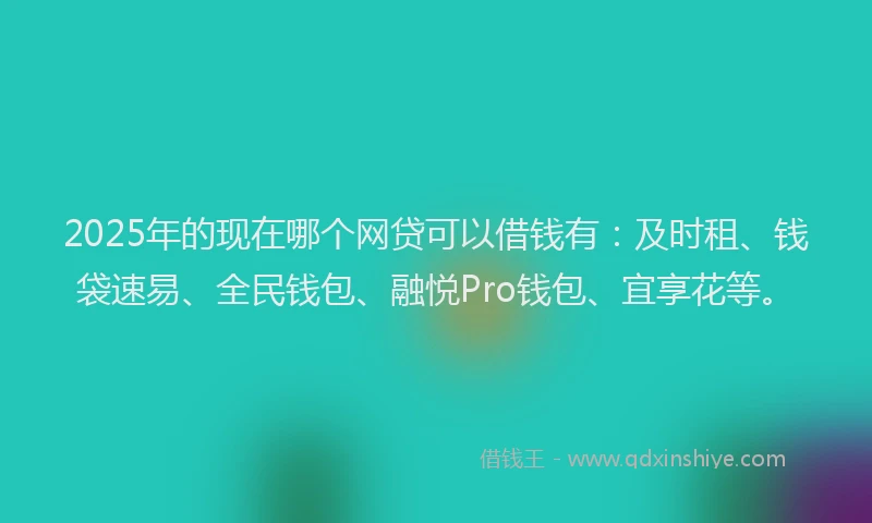2025年的现在哪个网贷可以借钱有：及时租、钱袋速易、全民钱包、融悦Pro钱包、宜享花等。