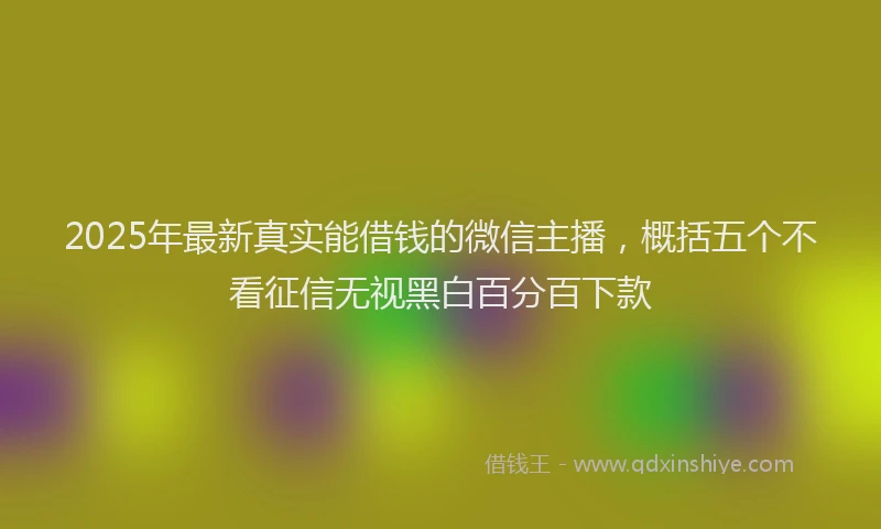 2025年最新真实能借钱的微信主播，概括五个不看征信无视黑白百分百下款