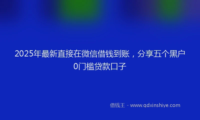 2025年最新直接在微信借钱到账，分享五个黑户0门槛贷款口子