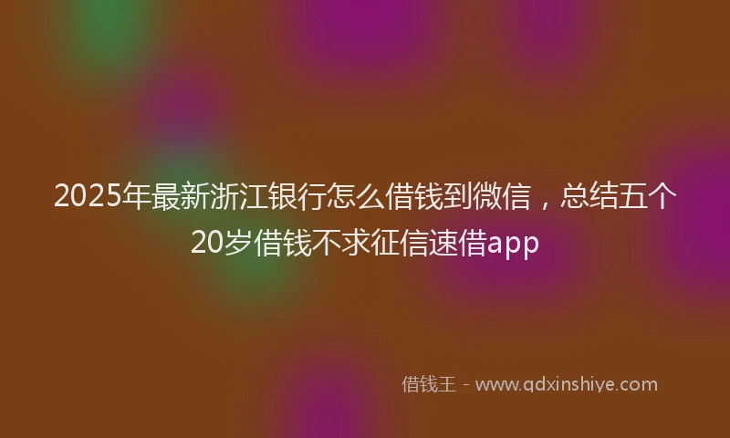 2025年最新浙江银行怎么借钱到微信，总结五个20岁借钱不求征信速借app
