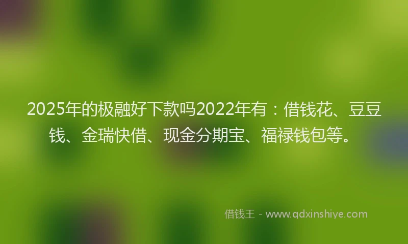 2025年的极融好下款吗2022年有：借钱花、豆豆钱、金瑞快借、现金分期宝、福禄钱包等。