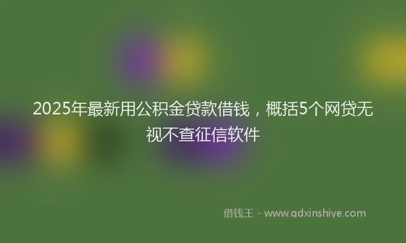 2025年最新用公积金贷款借钱，概括5个网贷无视不查征信软件