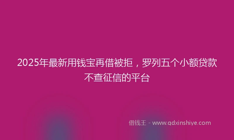 2025年最新用钱宝再借被拒，罗列五个小额贷款不查征信的平台
