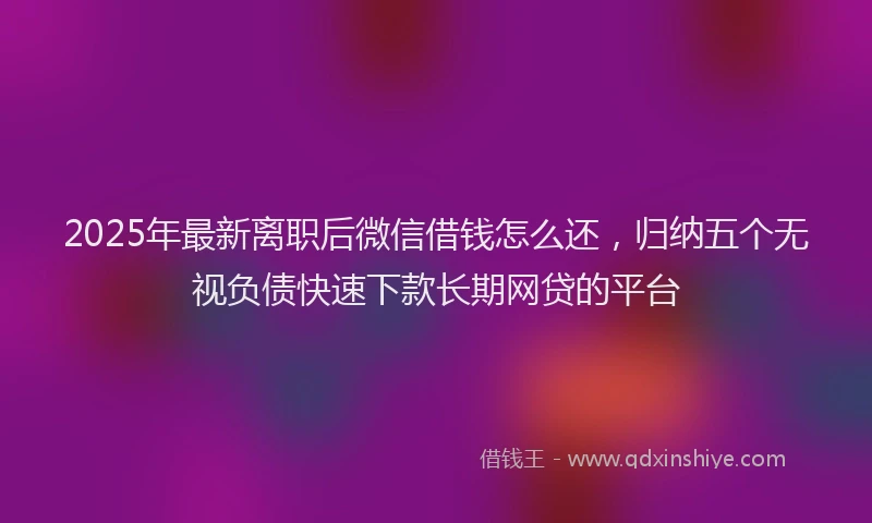 2025年最新离职后微信借钱怎么还，归纳五个无视负债快速下款长期网贷的平台