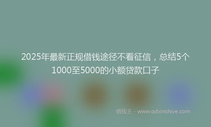 2025年最新正规借钱途径不看征信，总结5个1000至5000的小额贷款口子
