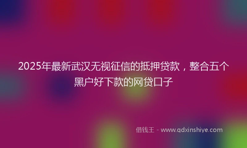 2025年最新武汉无视征信的抵押贷款，整合五个黑户好下款的网贷口子
