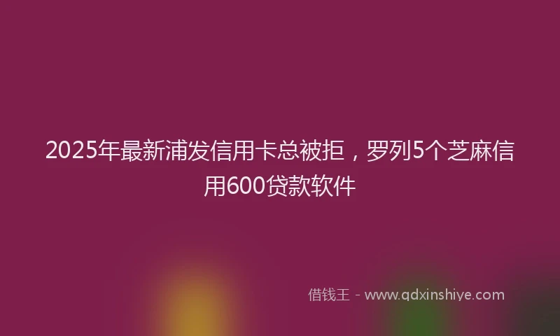 2025年最新浦发信用卡总被拒，罗列5个芝麻信用600贷款软件