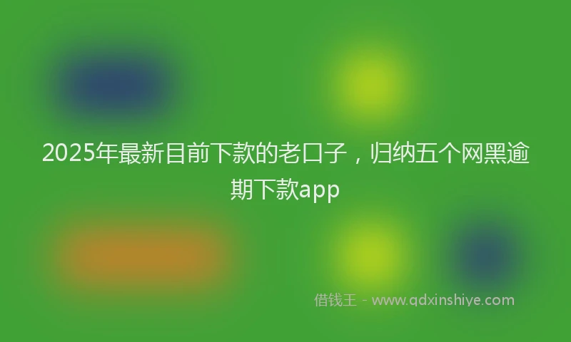 2025年最新目前下款的老口子，归纳五个网黑逾期下款app