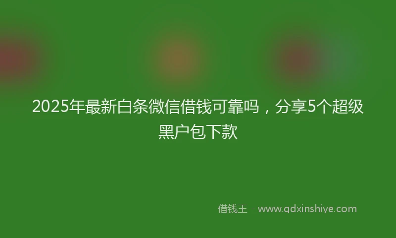 2025年最新白条微信借钱可靠吗，分享5个超级黑户包下款