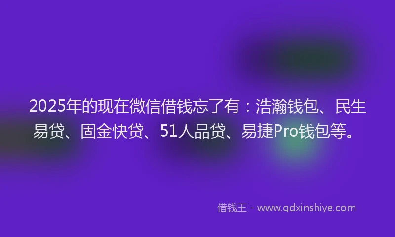 2025年的现在微信借钱忘了有：浩瀚钱包、民生易贷、固金快贷、51人品贷、易捷Pro钱包等。