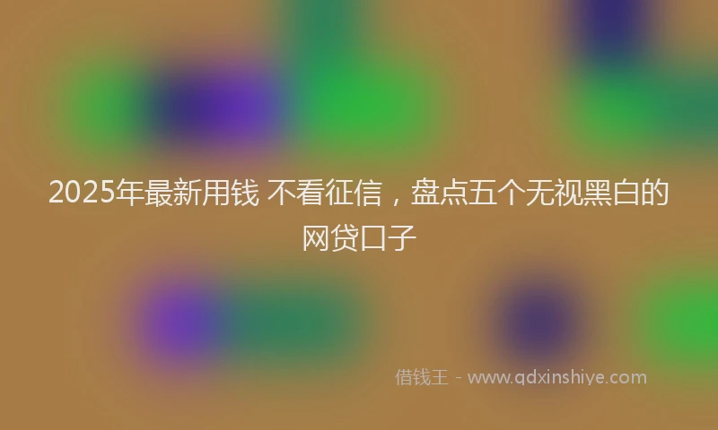 2025年最新用钱 不看征信，盘点五个无视黑白的网贷口子