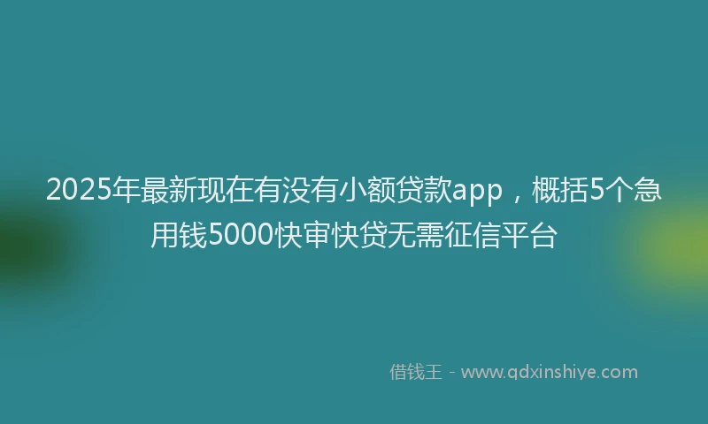 2025年最新现在有没有小额贷款app，概括5个急用钱5000快审快贷无需征信平台